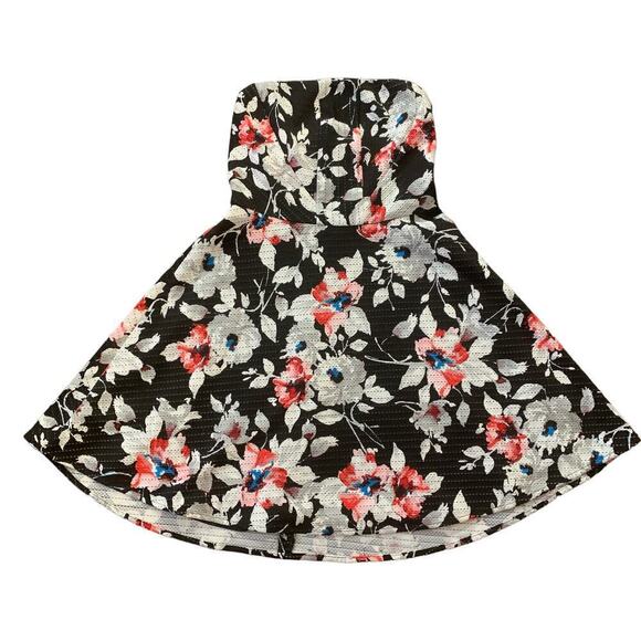 Express Black Strapless Floral Dress | Size 4 - Picture 2 of 10